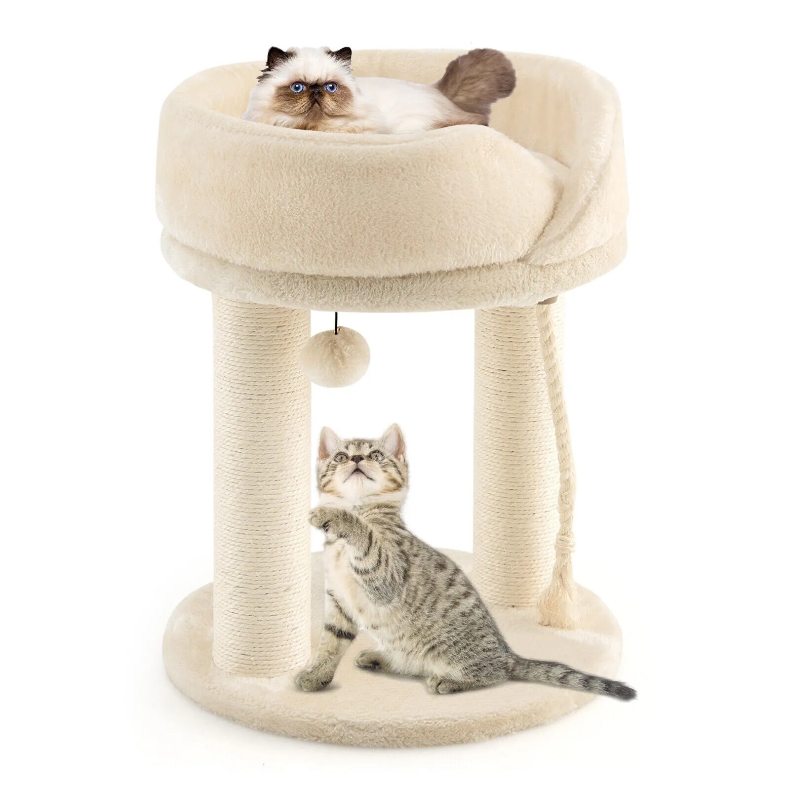 21" Cat Tree with Scratching Posts - Beige