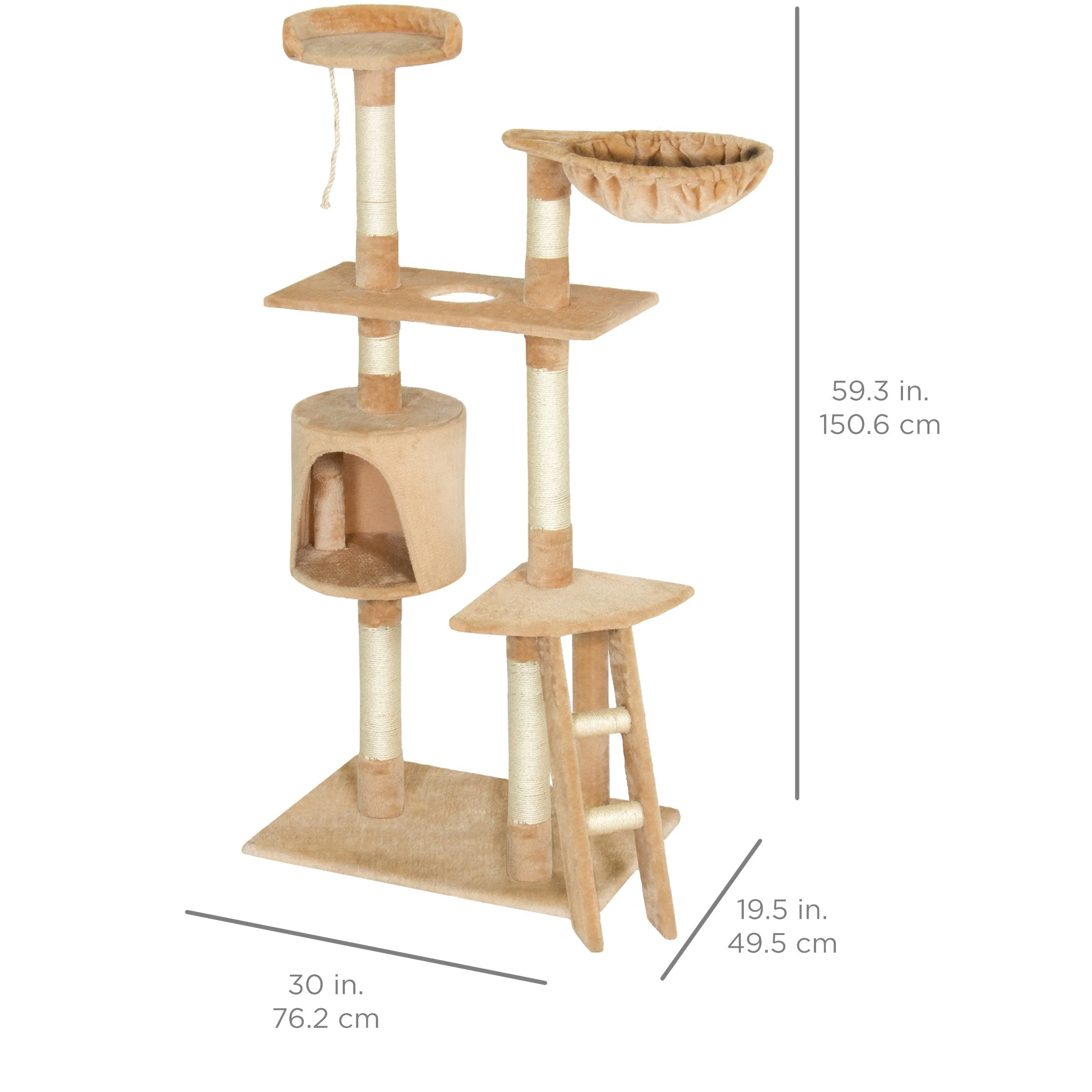 59" Pet Play House Cat Tree Scratcher Condo Furniture