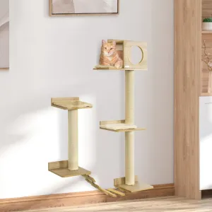 61.4" Wall Mounted Cat Tree - Yellow