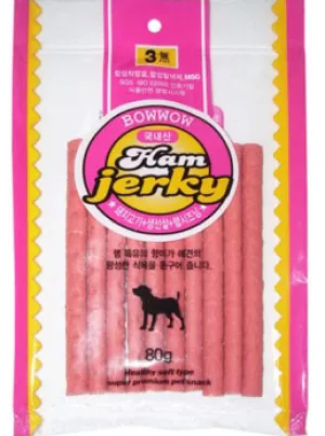 Bow Wow Ham Jerky Dog Treat 80g