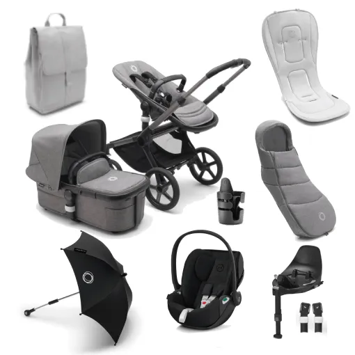 Bugaboo Fox 5, Cloud T Ultimate Travel System - Graphite/Grey Melange/Grey Melange