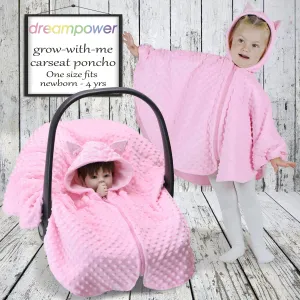 Car Seat Poncho - Pink Minky Cat for newborn to toddler