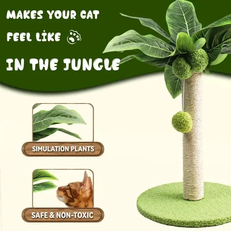 Cat Scratching Post for Kitten Cute Green Leaves Cat Scratching Posts with Sisal Rope Indoor Cats Posts Cat Tree Pet Products