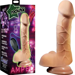 Celebrity Knights Buzz  Rockstar Amped Realistic Vibrating 8" Dong