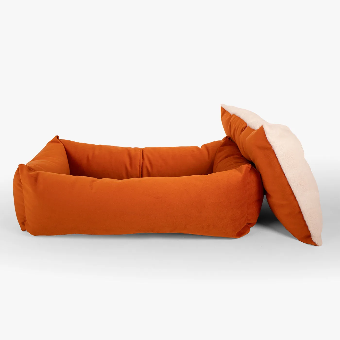 Cosy & Calming Puppy Crate Bed In Pumpkin Velvet by Lords & Labradors