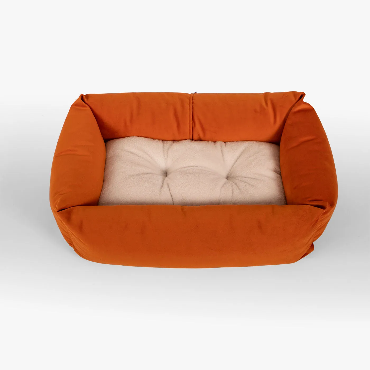 Cosy & Calming Puppy Crate Bed In Pumpkin Velvet by Lords & Labradors