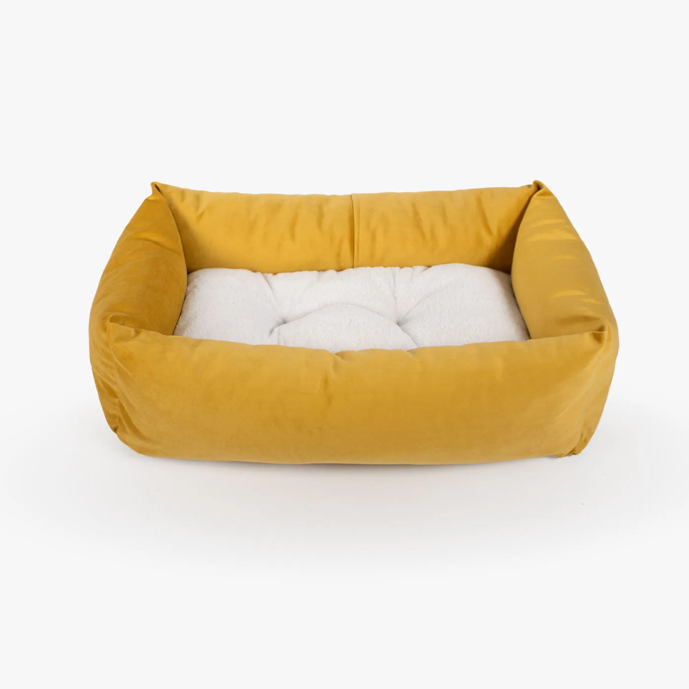 Cosy & Calming Puppy Crate Bed With Removable Covers In Saffron Velvet by Lords & Labradors