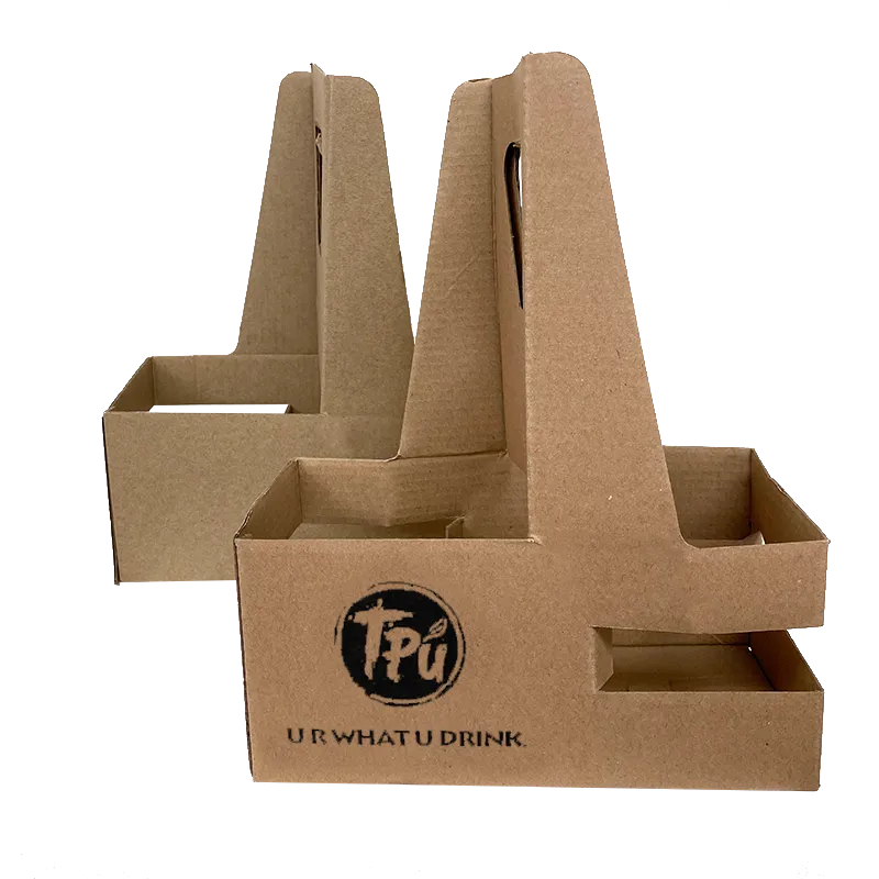 Custom Print Eco Friendly Heavy Duty Kraft Corrugate Cardboard Cup Carriers