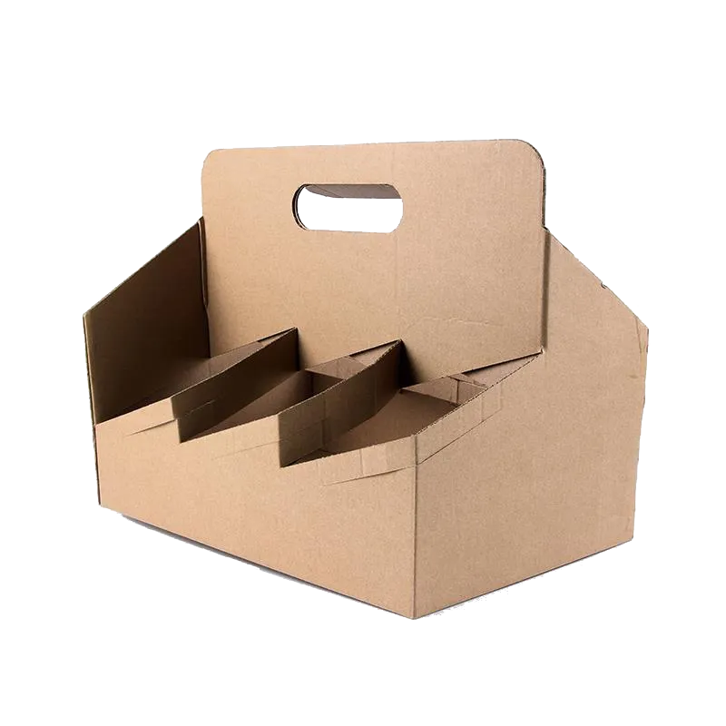 Custom Print Eco Friendly Heavy Duty Kraft Corrugate Cardboard Cup Carriers