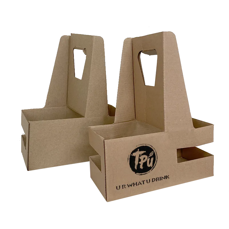 Custom Print Eco Friendly Heavy Duty Kraft Corrugate Cardboard Cup Carriers