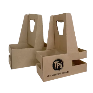 Custom Print Eco Friendly Heavy Duty Kraft Corrugate Cardboard Cup Carriers