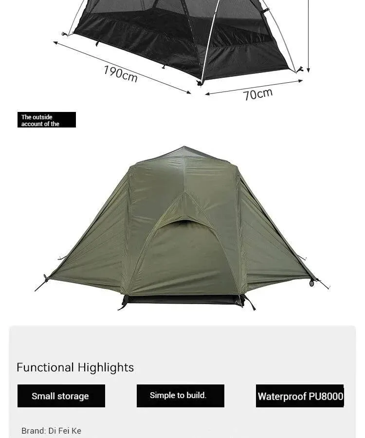 Difeike customer exposed camping beds, tents, single person hiking tents, lightweight overnight shelter for rain protection