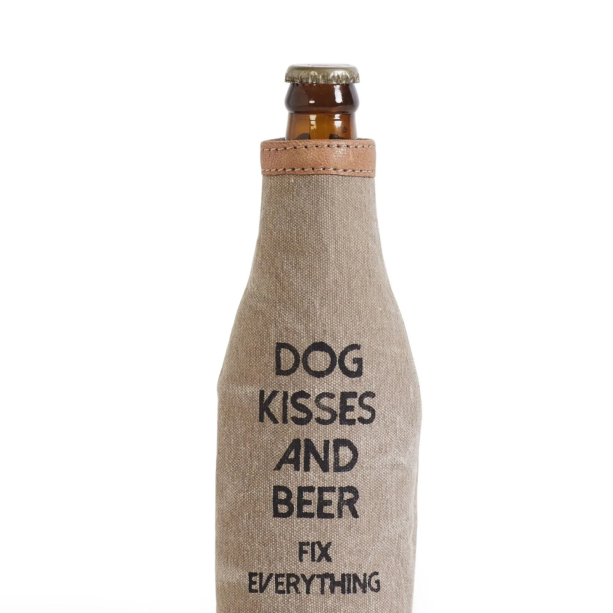 Dog Kisses Canvas Bottle Koozie