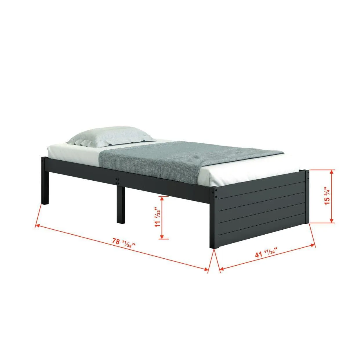 Donco Platform Twin Bed with Dual Drawers In Dark Gray