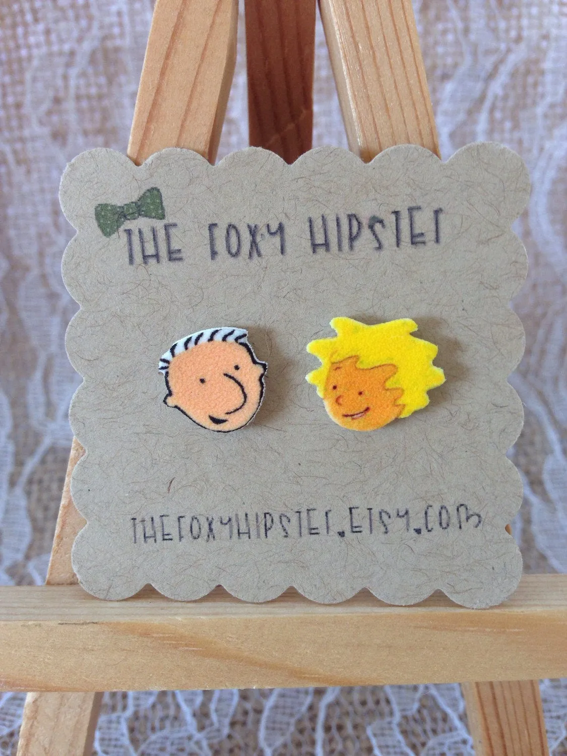 Doug Funnie and Patti Mayonnaise Stud Earrings