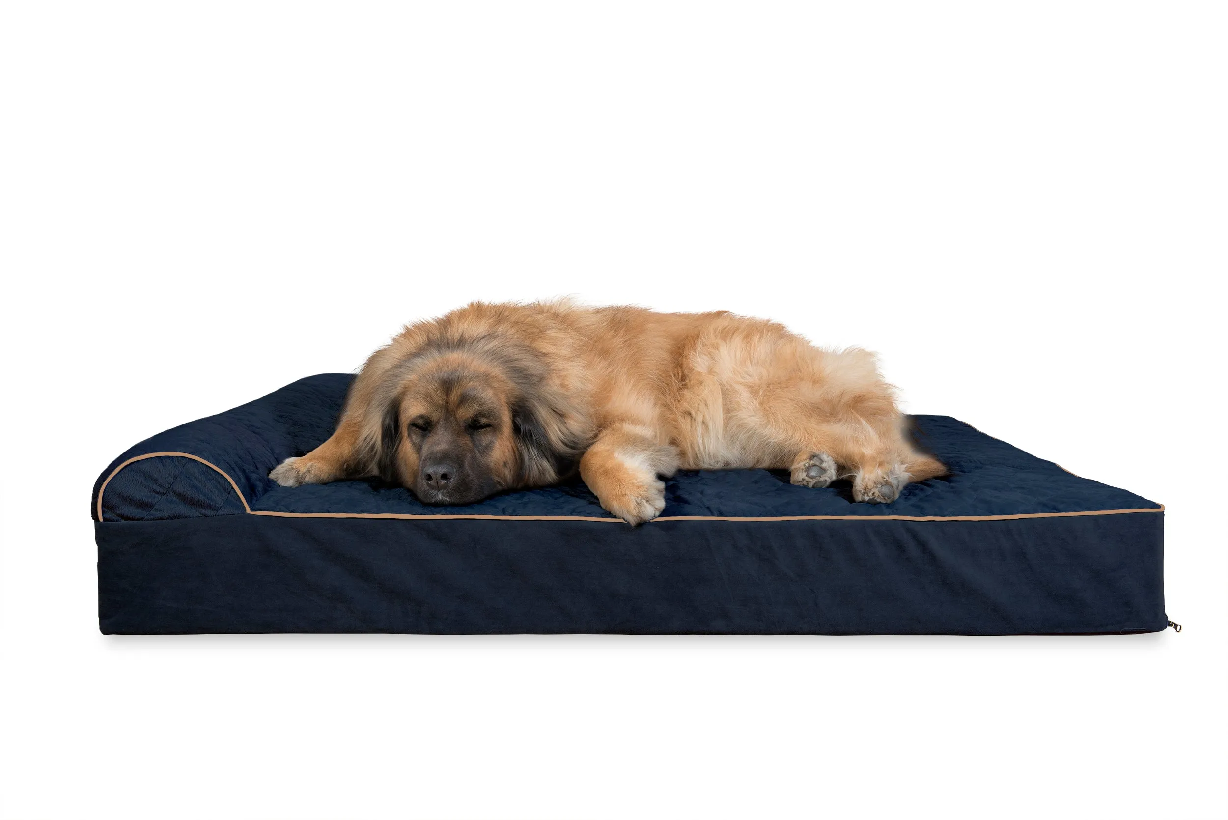 Goliath Chaise Lounge Dog Bed - Quilted Faux Fur & Velvet