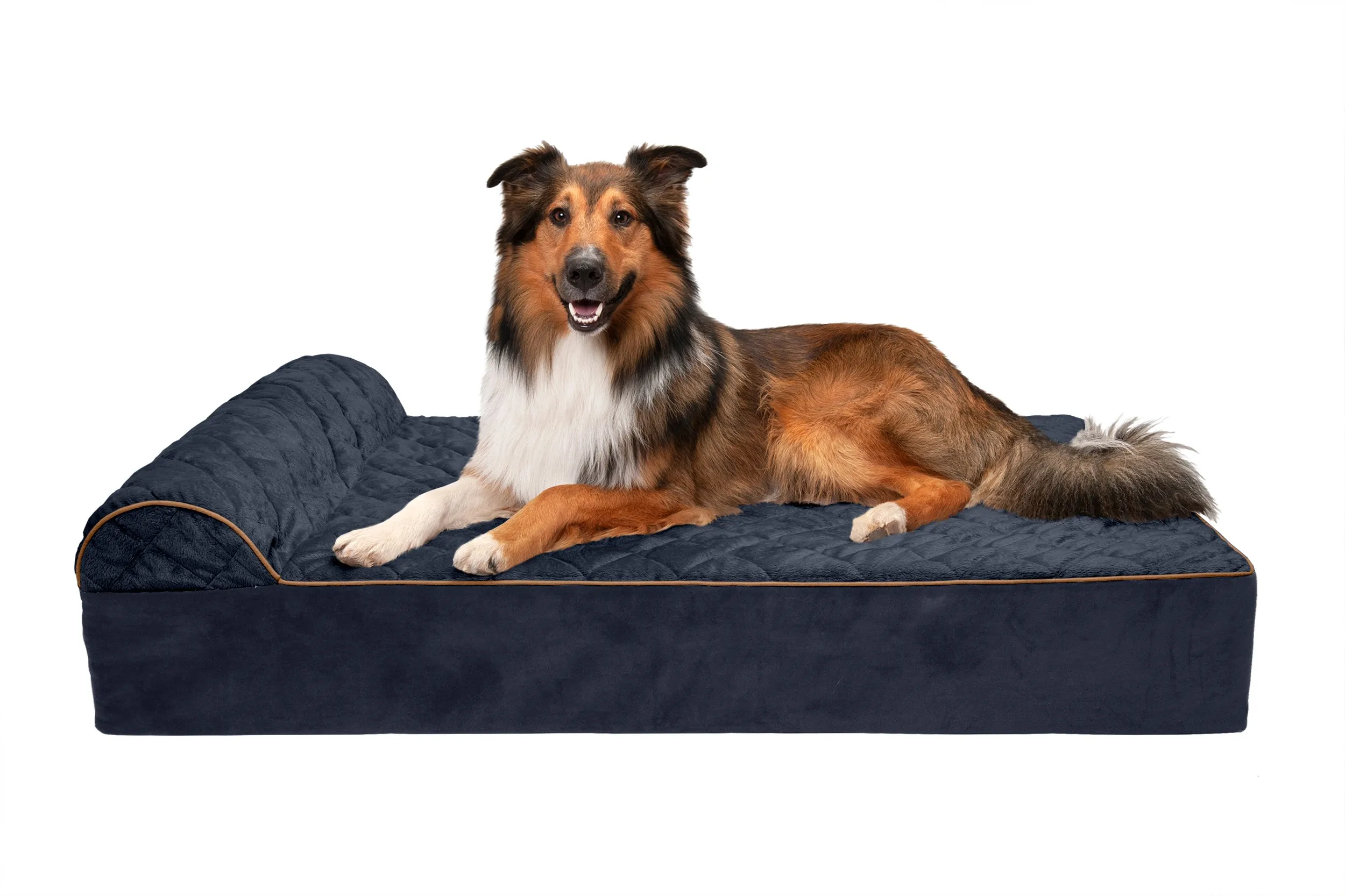 Goliath Chaise Lounge Dog Bed - Quilted Faux Fur & Velvet