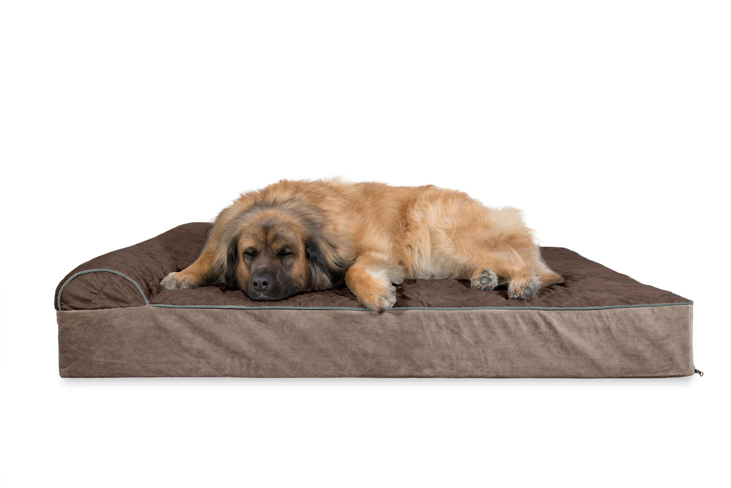 Goliath Chaise Lounge Dog Bed - Quilted Faux Fur & Velvet