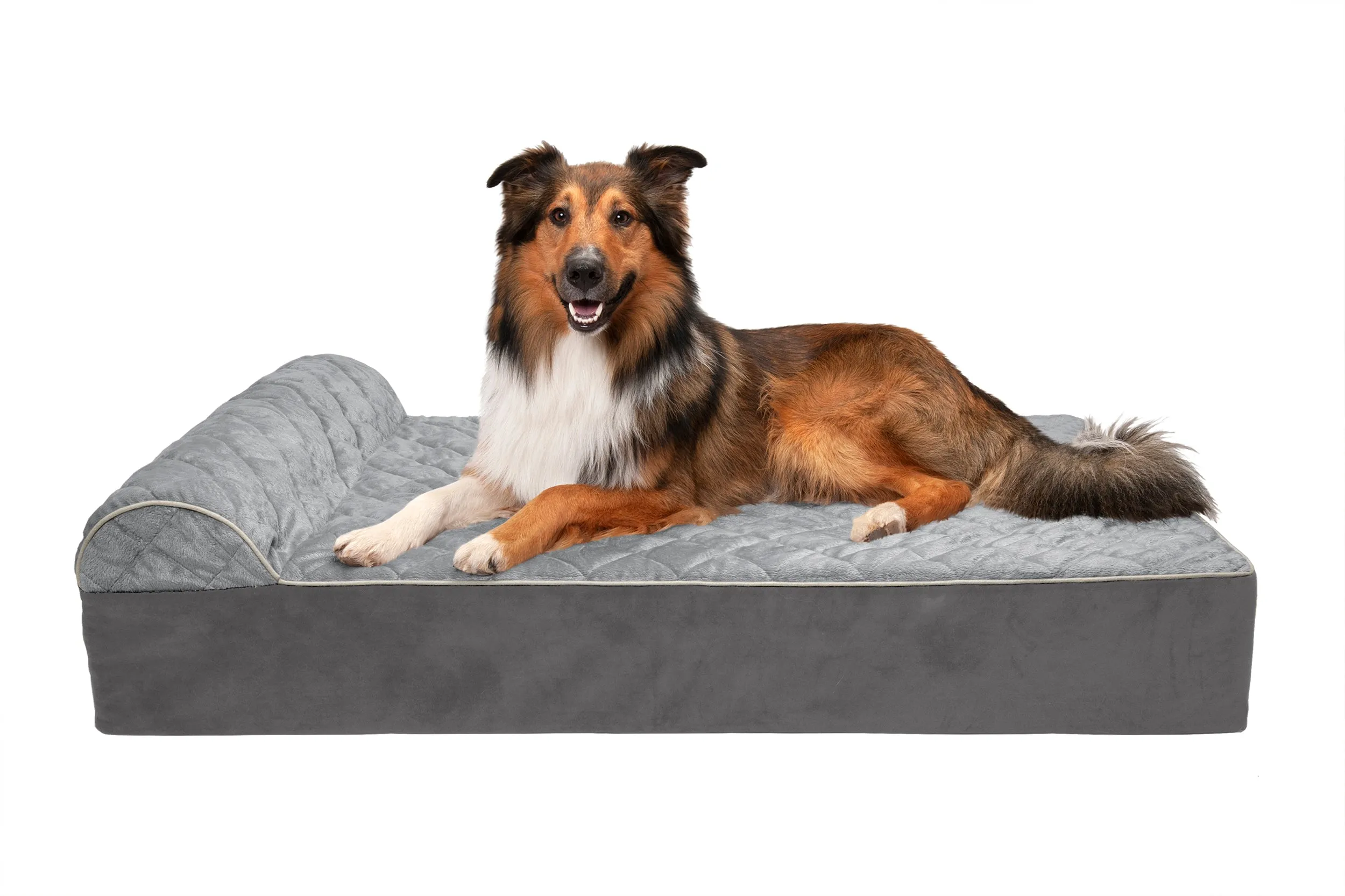 Goliath Chaise Lounge Dog Bed - Quilted Faux Fur & Velvet