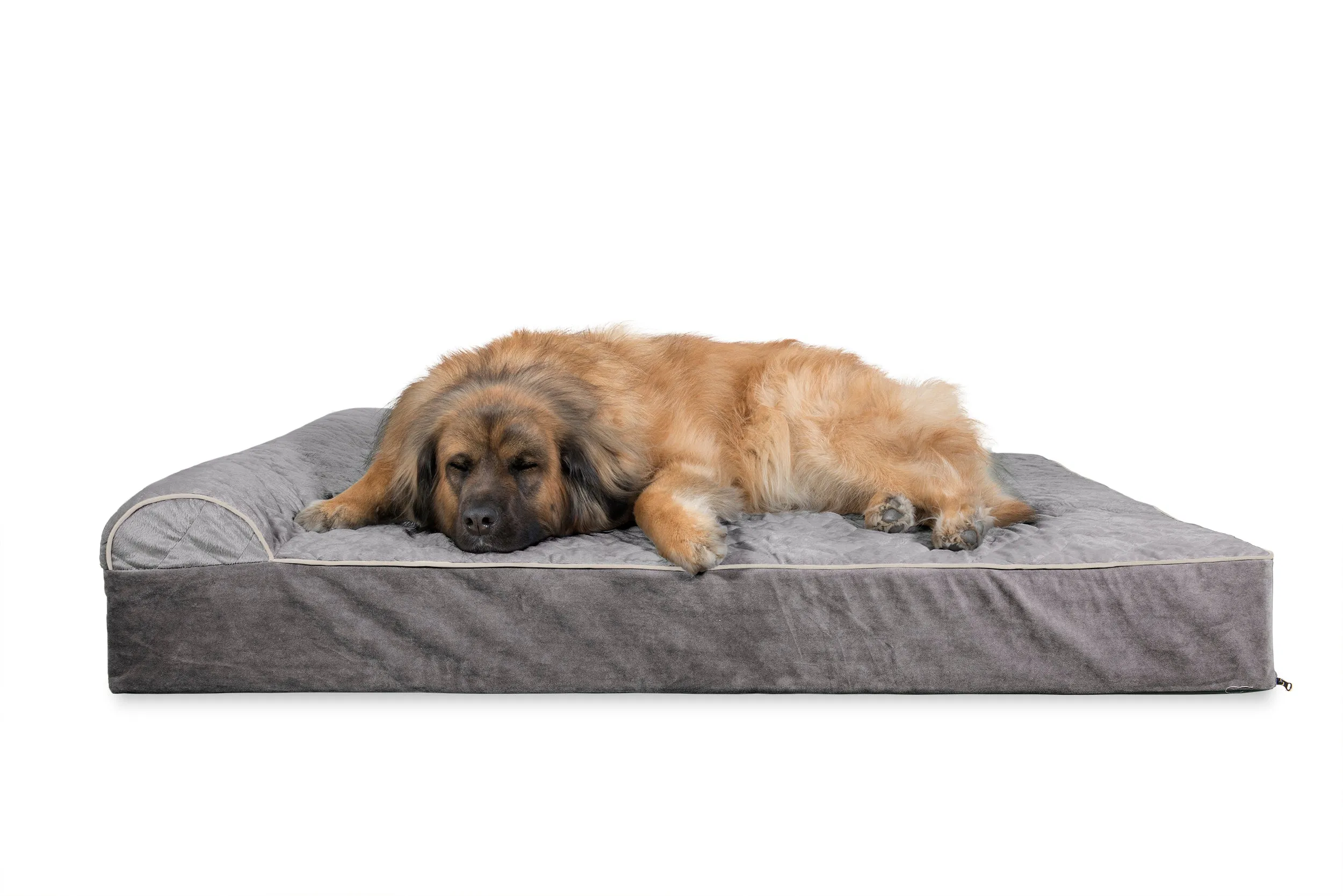 Goliath Chaise Lounge Dog Bed - Quilted Faux Fur & Velvet