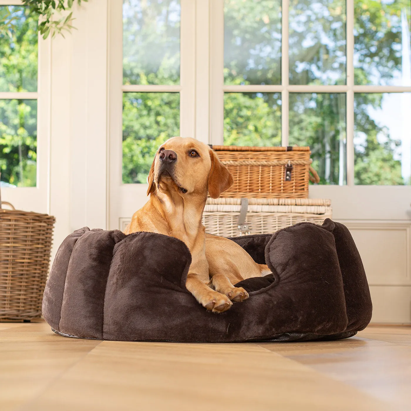 High Wall Bed With Removable Covers in Calming Anti-Anxiety Dusk Faux Fur by Lords & Labradors