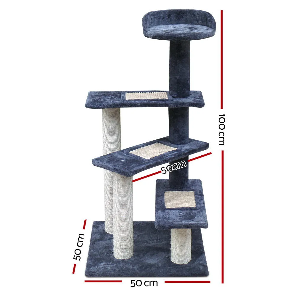 i.Pet Cat Tree 100cm Trees Scratching Post Scratcher Tower Condo House Furniture Wood Steps