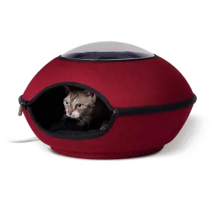 K&H Pet Products Thermo Lookout Pod Heated Cat Bed, Classy Red, 22"