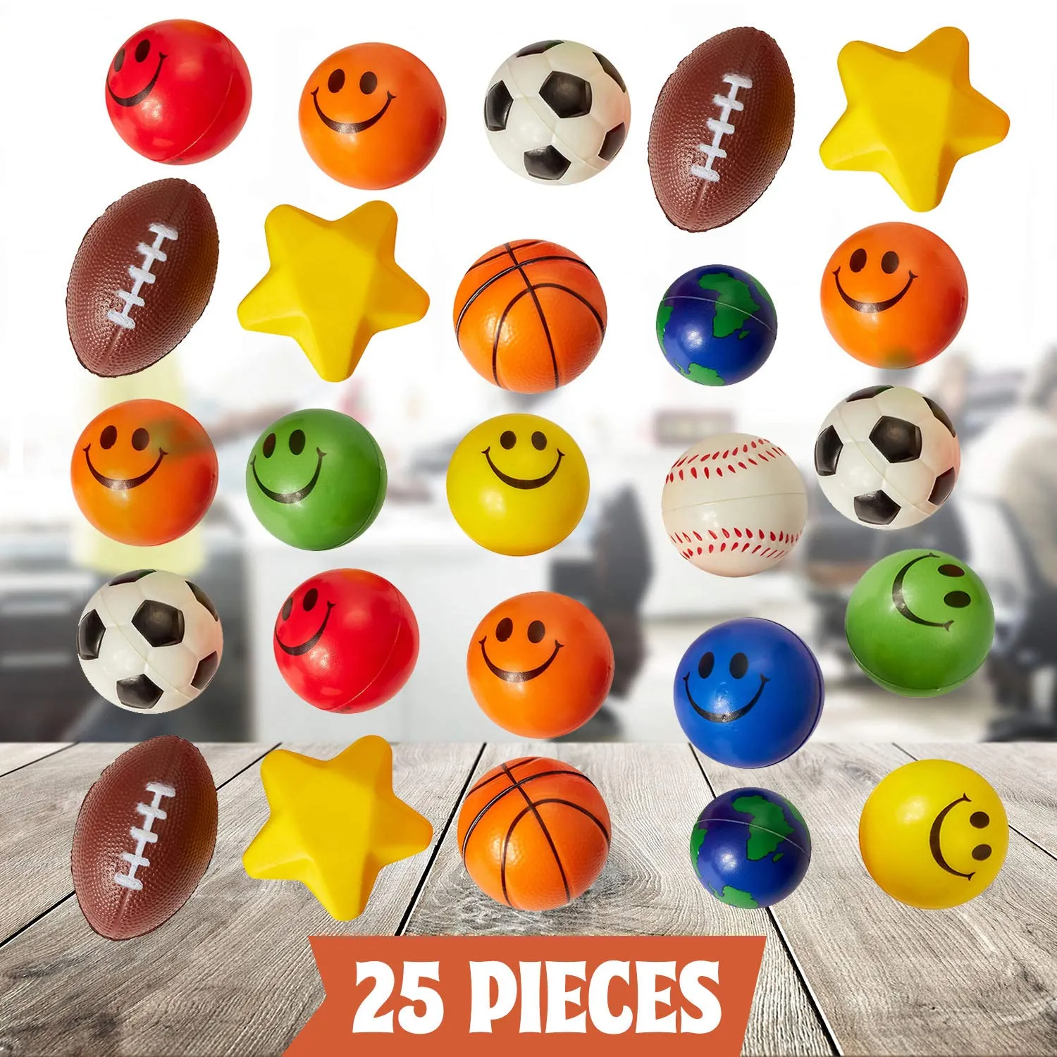 Kicko Stress Ball Toy Assortment - 25 Pieces - Cool and Fun Squishy and Relax Toy Stress