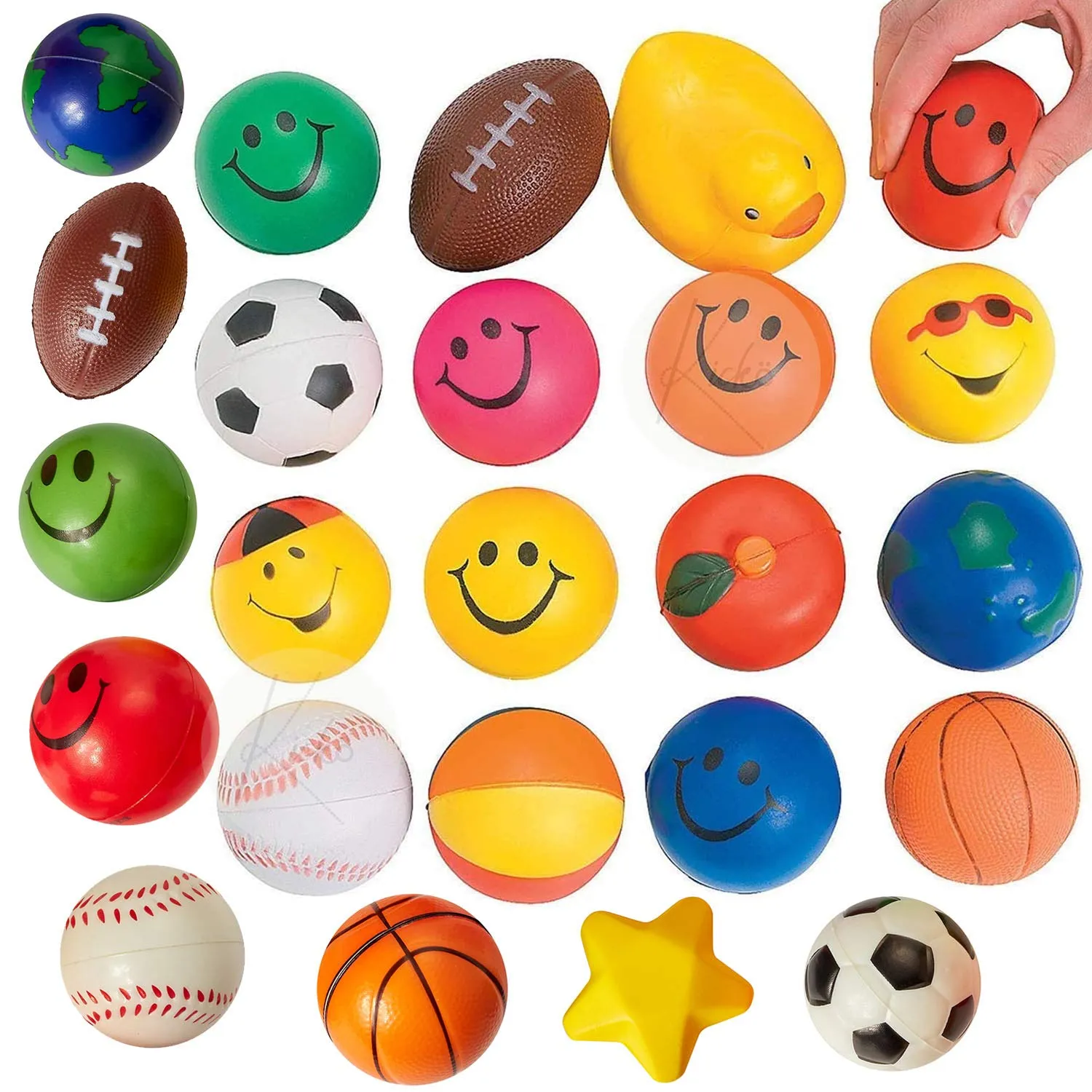 Kicko Stress Ball Toy Assortment - 25 Pieces - Cool and Fun Squishy and Relax Toy Stress