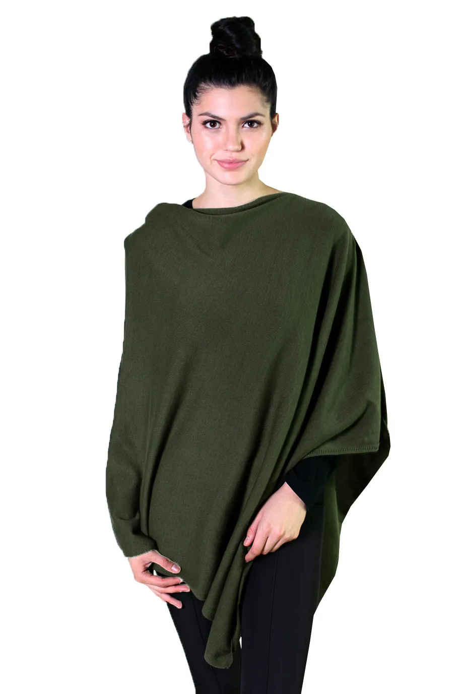 Loving Thread Women's Organic Sweater Knit Boatneck Poncho Wrap