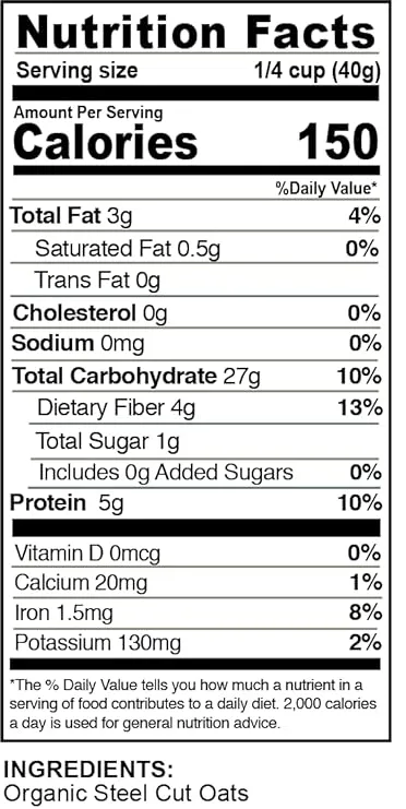 Mountain High Organics - Certified Organic Steel Cut Oats 6 Gallon/42lb Bucket