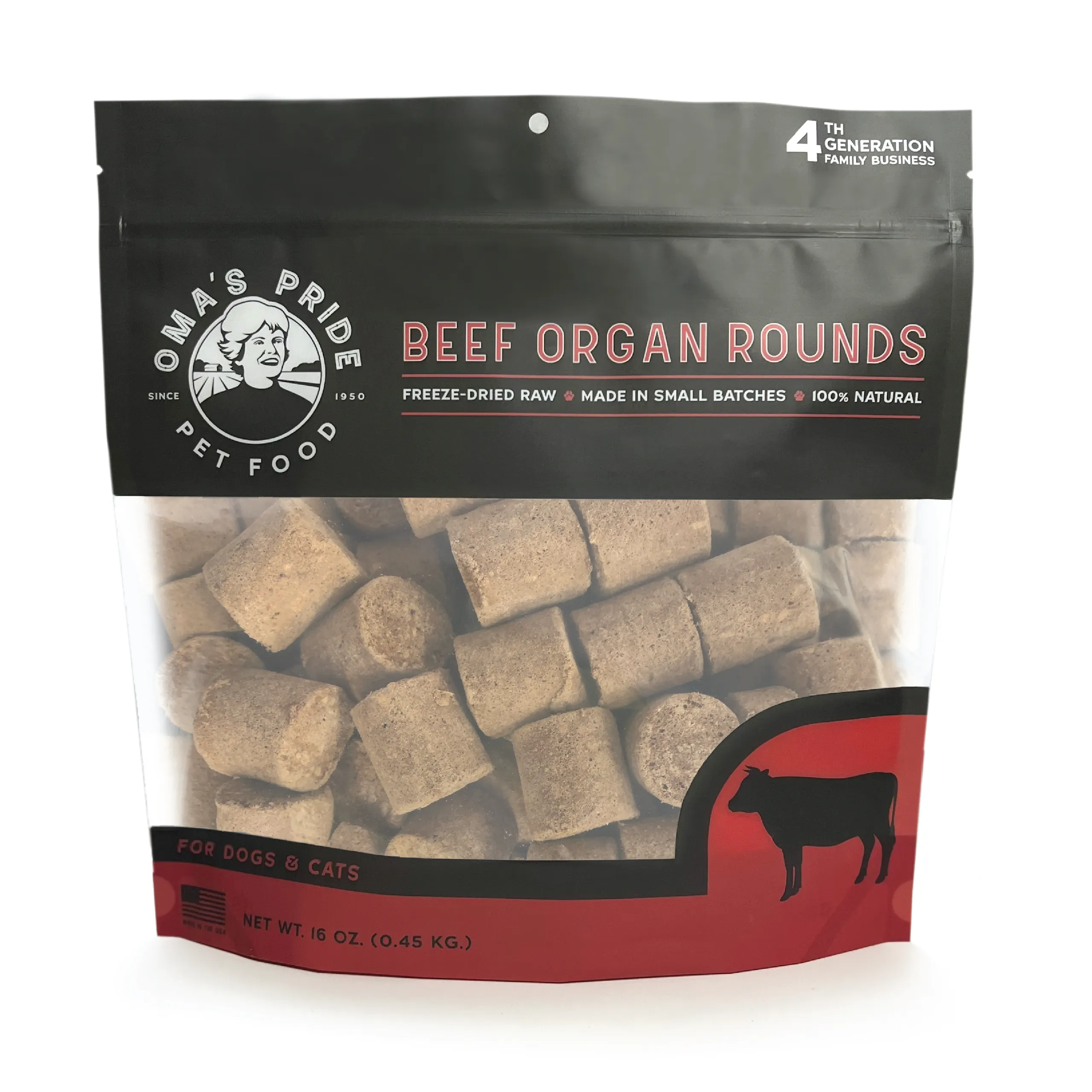 Oma's Pride Freeze-Dried Beef Organ Rounds for Dogs and Cats