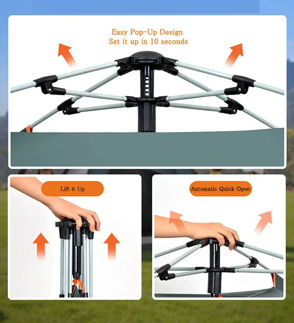 Outdoor Camping Hiking Traveling Lightweight Portable Folding Waterproof and Windproof Automatic Pop Up Family Dual-use External Pergola Tent Shelters 3-4 Person 2 Colours