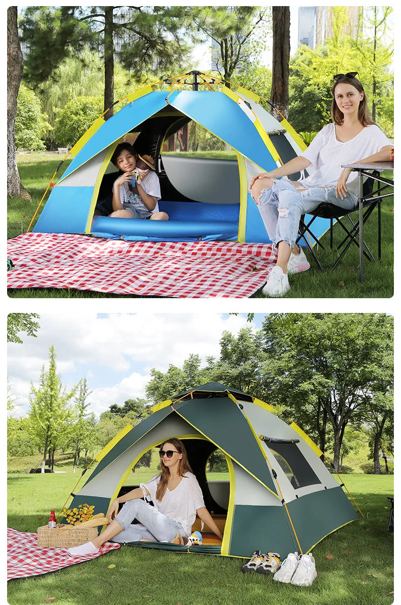 Outdoor Camping Hiking Traveling Lightweight Portable Folding Waterproof and Windproof Automatic Pop Up Family Tent Shelters 2-3 Person 2 Colours