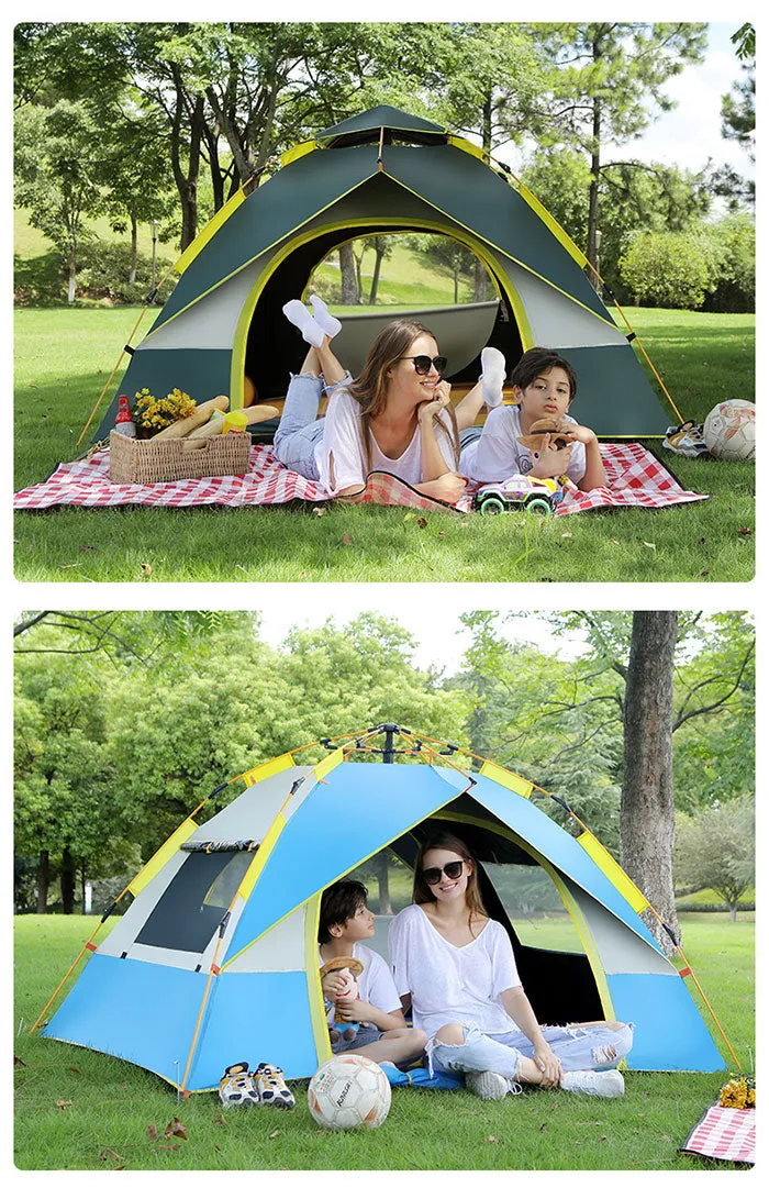 Outdoor Camping Hiking Traveling Lightweight Portable Folding Waterproof and Windproof Automatic Pop Up Family Tent Shelters 2-3 Person 2 Colours