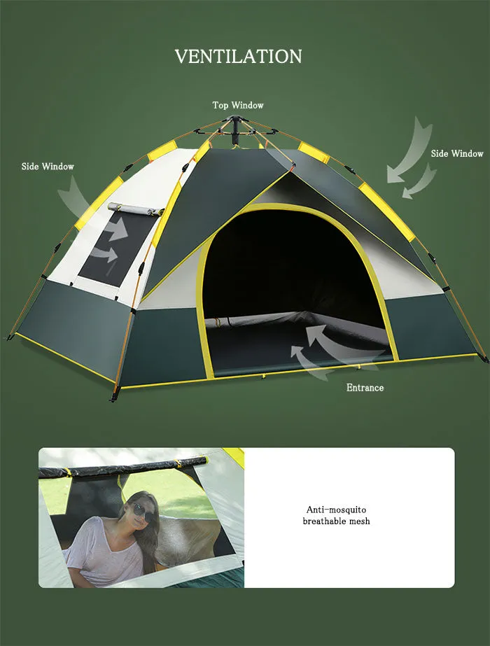 Outdoor Camping Hiking Traveling Lightweight Portable Folding Waterproof and Windproof Automatic Pop Up Family Tent Shelters 2-3 Person 2 Colours