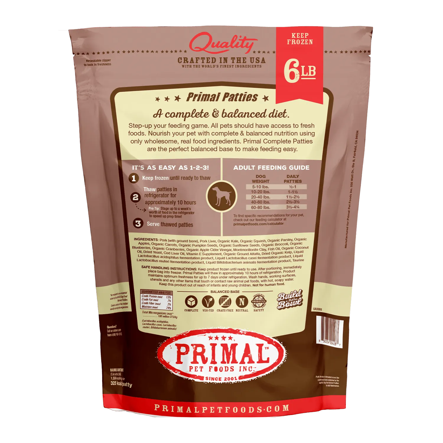 Primal Raw Frozen Pork Formula For Dogs