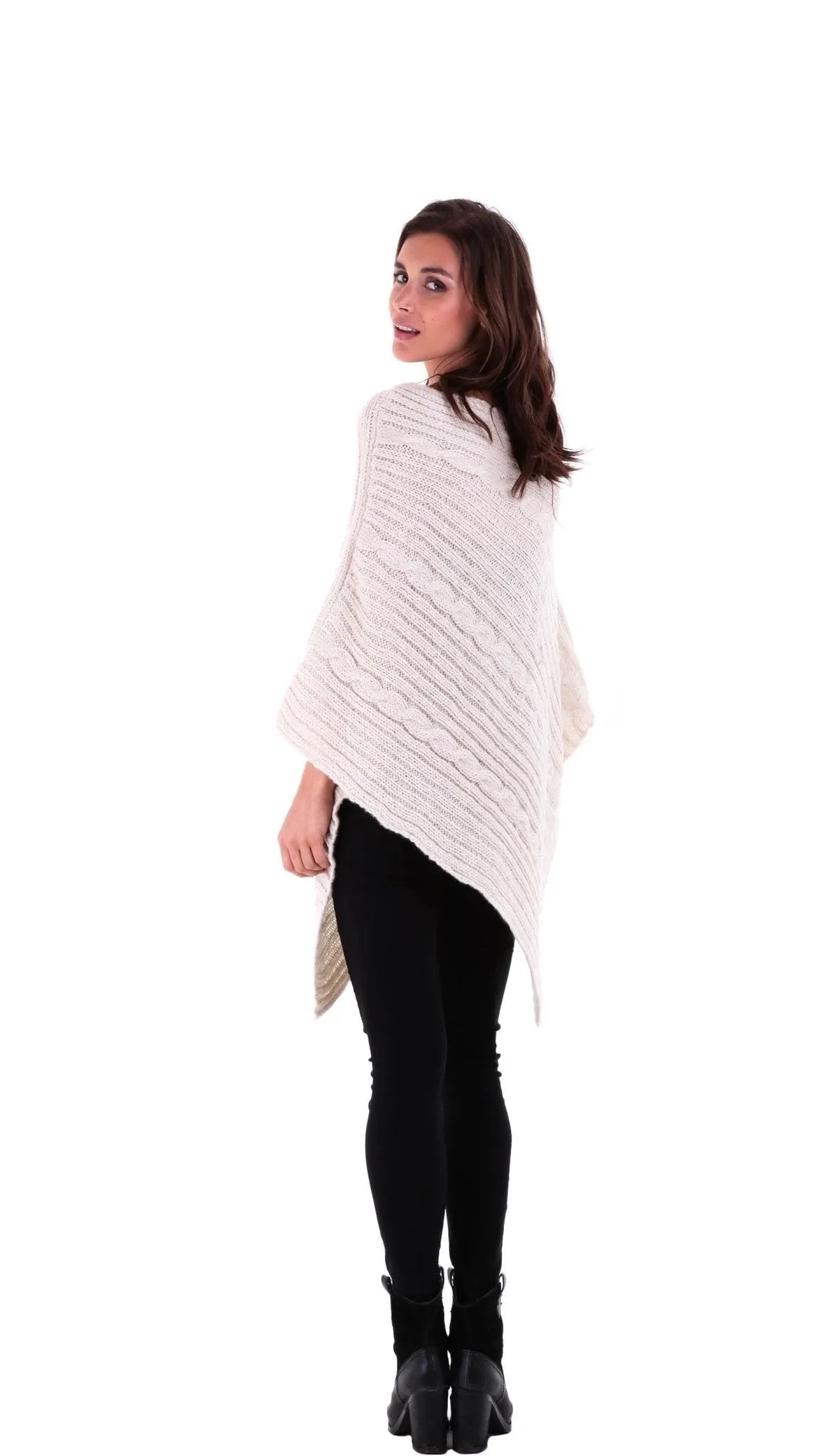 SHU-SHI Women's Boho Cable Knit Poncho Shawl - Soft Pullover Sweater Cape