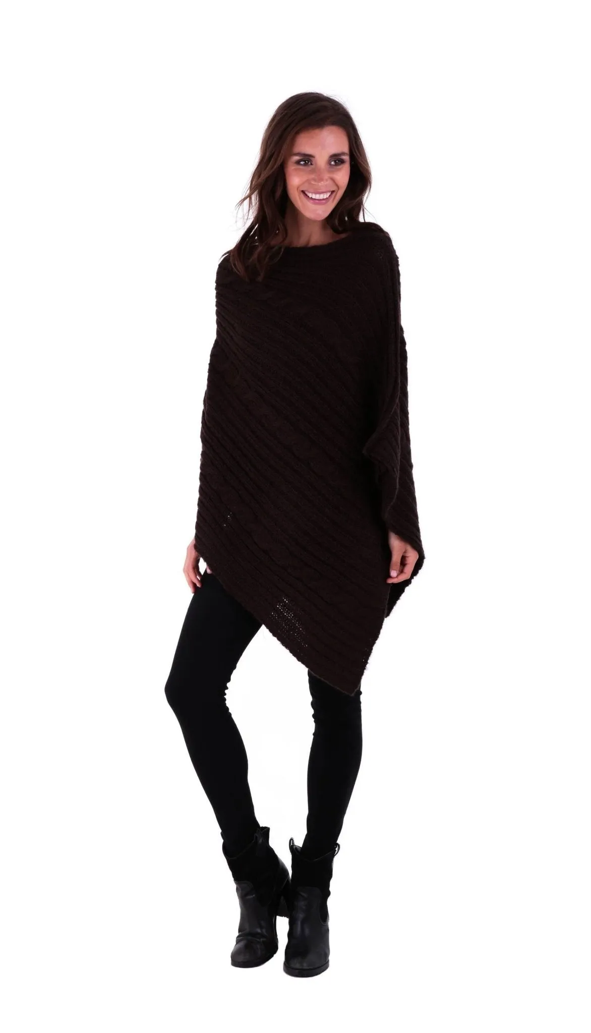 SHU-SHI Women's Boho Cable Knit Poncho Shawl - Soft Pullover Sweater Cape