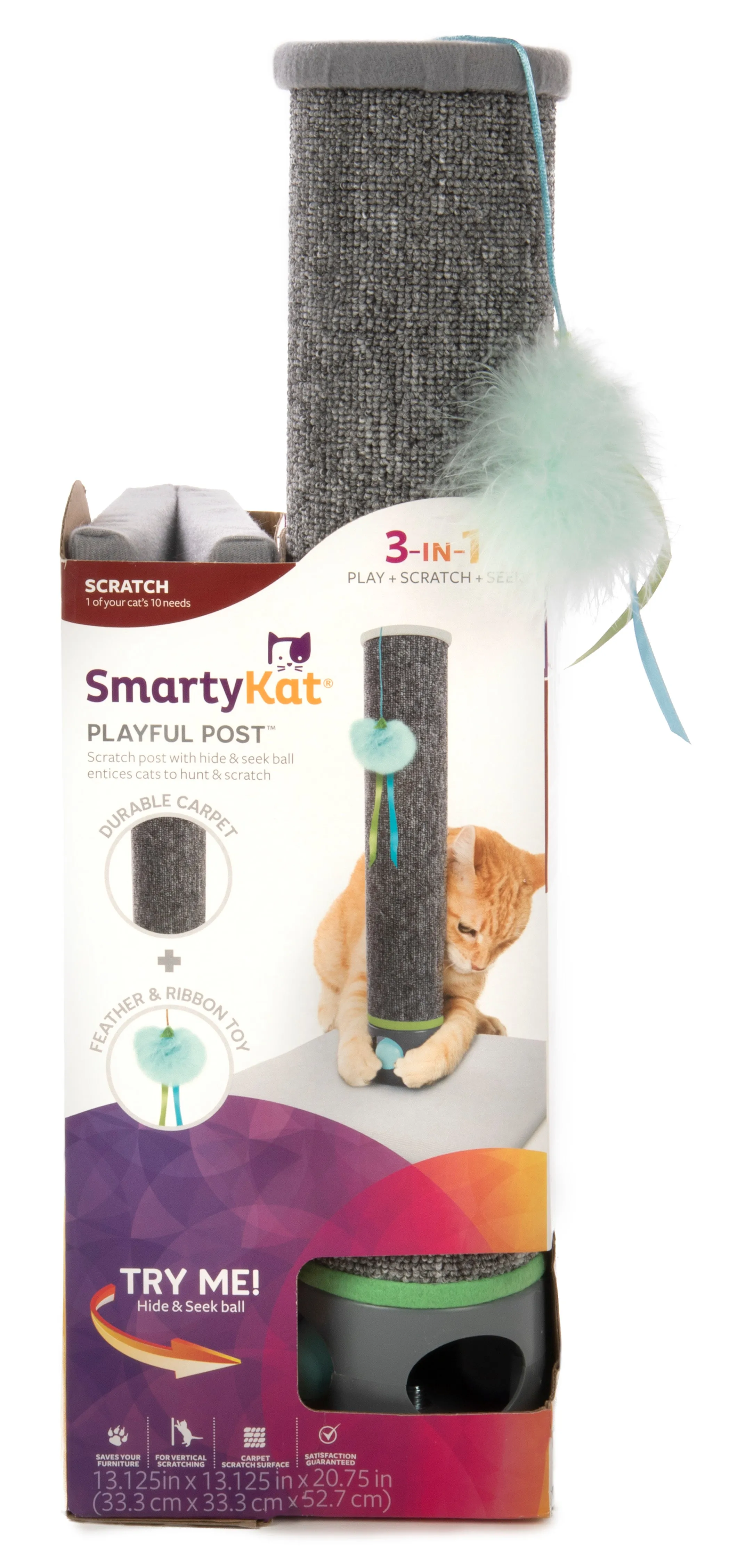 SmartyKat - Playful Post Carpet Cat Scratching Post with Toy Base