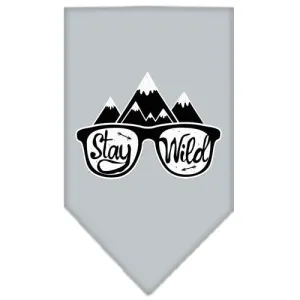 Stay Wild Screen Print Bandana Grey Small