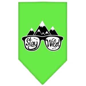 Stay Wild Screen Print Bandana Lime Green Small