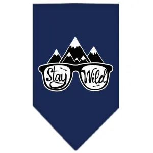 Stay Wild Screen Print Bandana Navy Blue Large