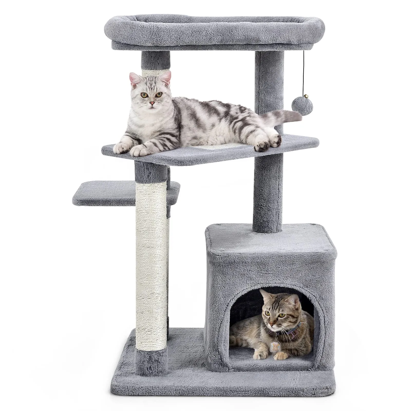 Tangkula Cat Tree for Indoor Cats, 33.5 inch Multi-Level Cat Tower W/Scratching Posts