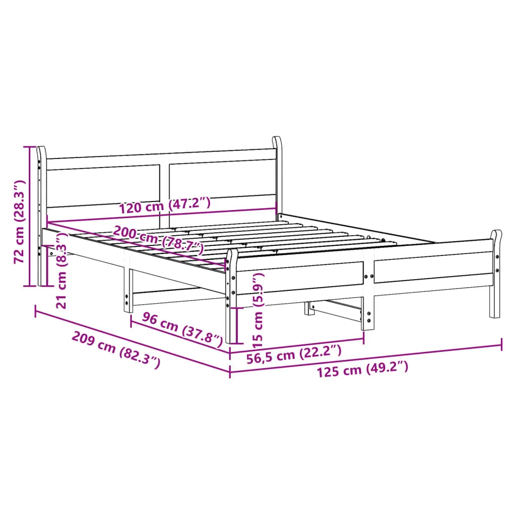 vidaXL Bed Frame without Mattress White 120x200 cm Solid Wood Pine