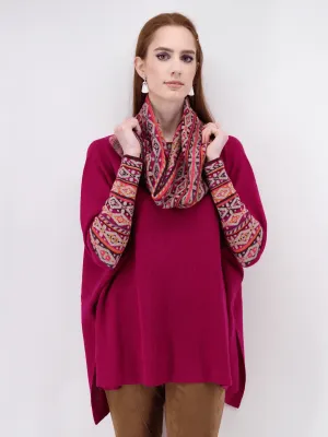 Women's Poncho Sweater with Sleeves in Bright Pink