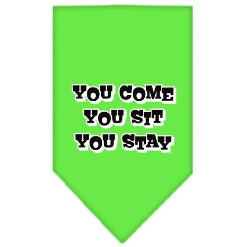 You Come, You Sit, You Stay Screen Print Bandana Lime Green Large