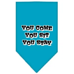 You Come, You Sit, You Stay Screen Print Bandana Turquoise Small